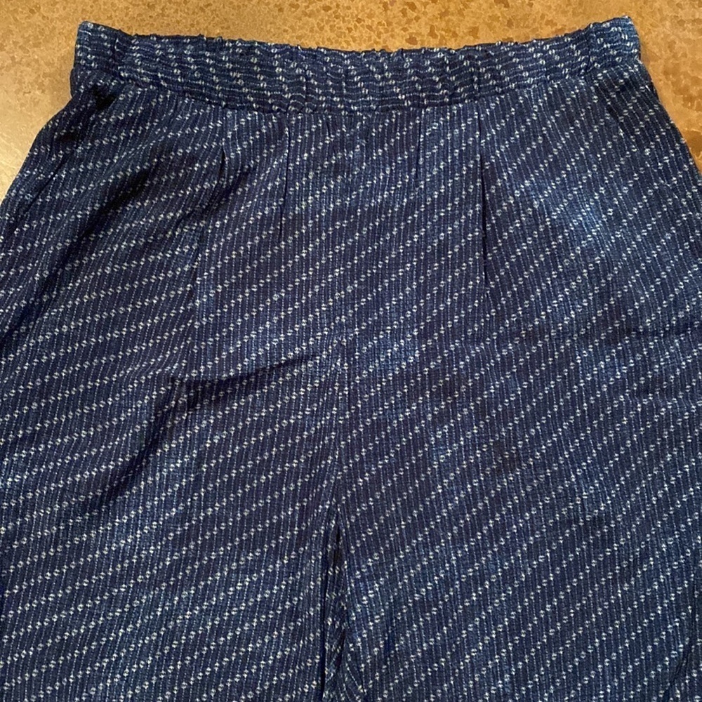 KAREN Kane‎ blue medallion print loose fit polyester flowy wide leg pants